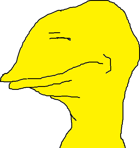 The first Yarl drawing: a yellow head in profile with a long flat snout