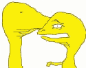 Two small yellow heads, Yarl and his cousin Garl