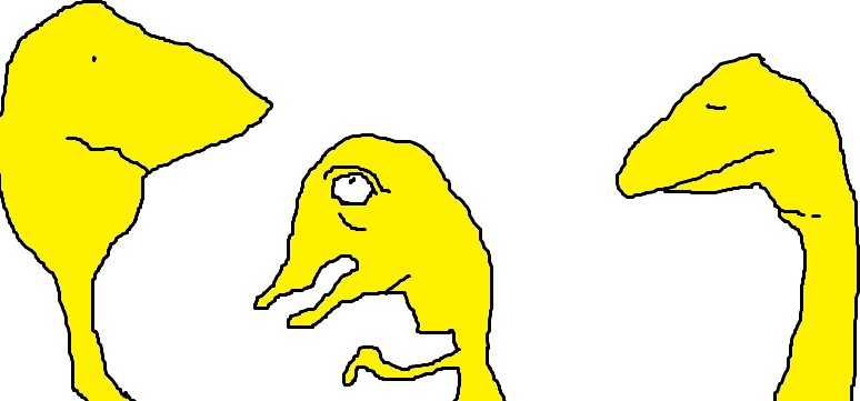 Three yellow creatures: Yarl, Garl and Marl